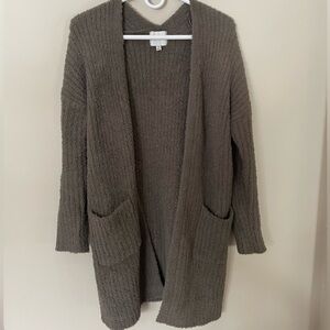 Pink Rose Olive-Taupe Open-Front Women's Cardigan